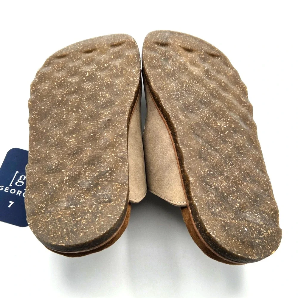 George Men's Hip Strap Sandals Shoes Tan Adjustable Comfort Footbed Size 7 Men